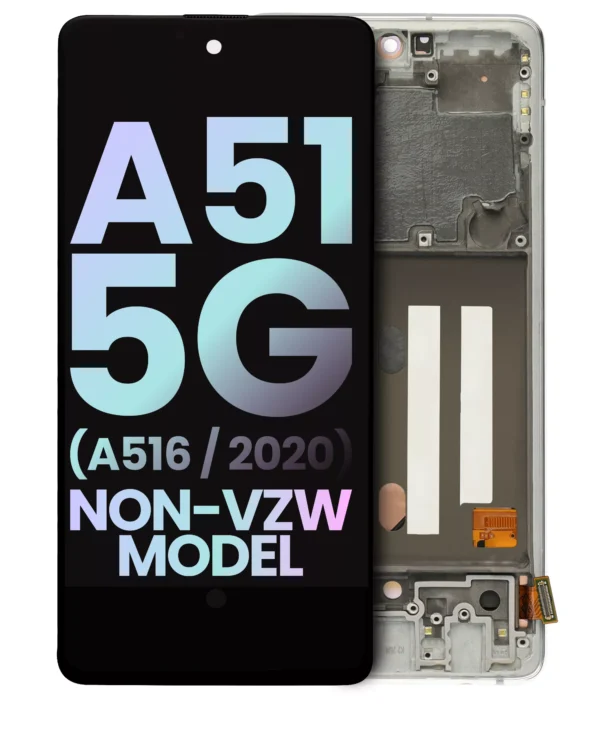 OLED Assembly With Frame Compatible For Samsung Galaxy A51 5G (A516 / 2020) (Non-Verizon 5G UW Frame) (Service Pack) (Prism Cube White) - Image 6