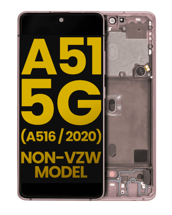 OLED Assembly With Frame Compatible For Samsung Galaxy A51 5G (A516 / 2020) (Non-Verizon 5G UW Frame) (Refurbished) (Prism Cube Pink) - Image 10