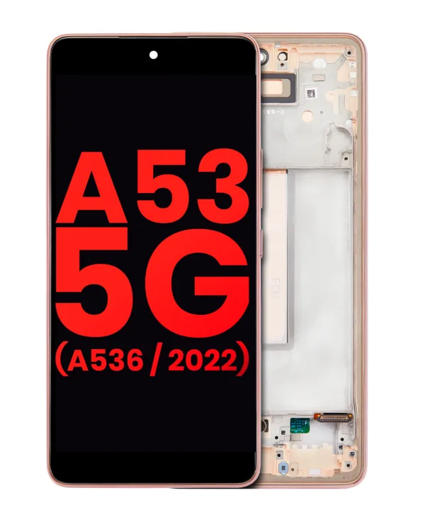 OLED Assembly With Frame Compatible For Samsung Galaxy A53 5G (A536 / 2022) (6.36") (Aftermarket Plus) (Peach)